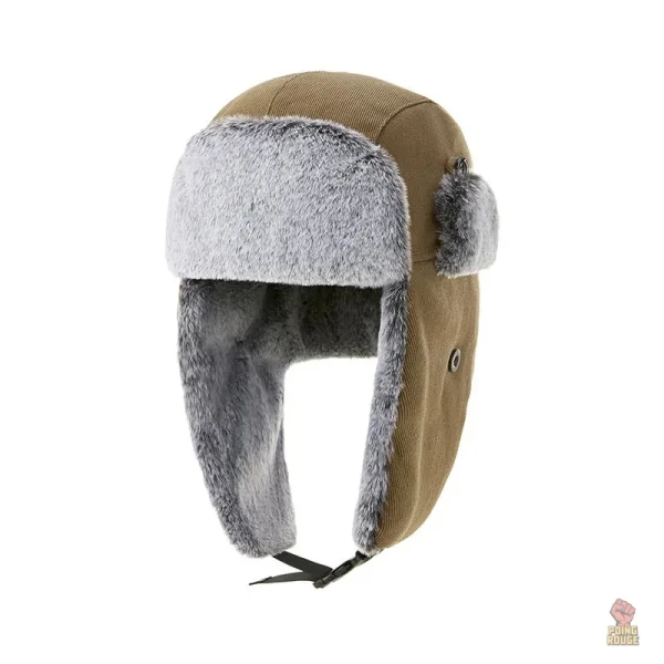 Accessoire en fourrure marron, idéal pour le froid