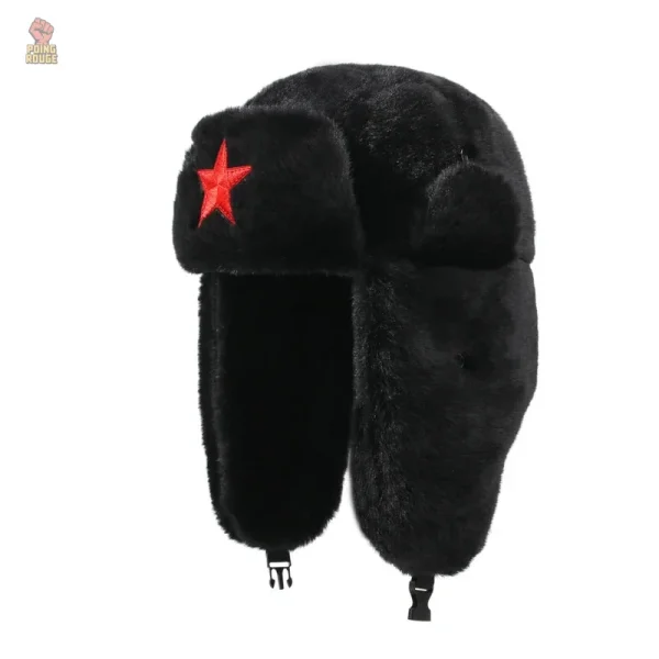 chapka-ushanka-noire-fourrure-sovietique-1 Chapka noire en fourrure soviétique
