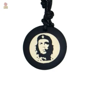Collier pendentif résine ronde Che Guevara
