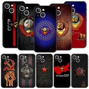 Coque 3D argentée avec blason CCCP pour iPhone