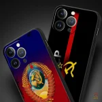 Coque CCCP pour iPhone, design argenté en 3D