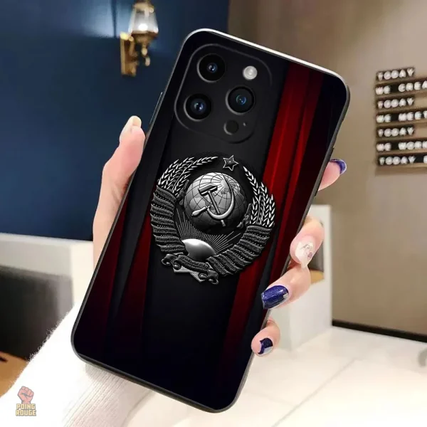 Protection iPhone en rouge bordeaux avec blason