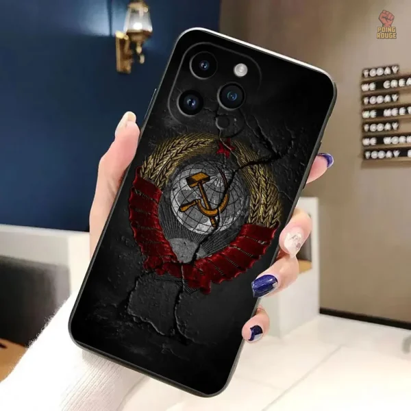 Protection iPhone CCCP avec accents dorés