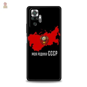 Coque CCCP étoile argent sur fond noir pour Redmi