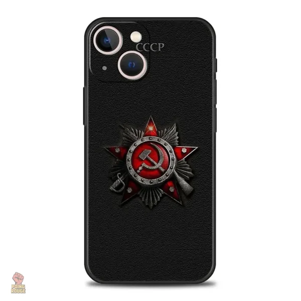 Coque iPhone noire à thème communiste