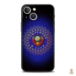 Coque pour iPhone ornée de faucille et marteau dorés
