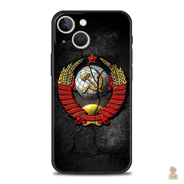 Coque iPhone en or avec motifs historiques communistes