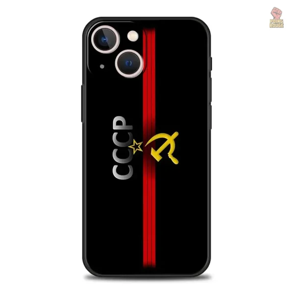 Élégante coque dorée pour iPhone avec symbole communiste