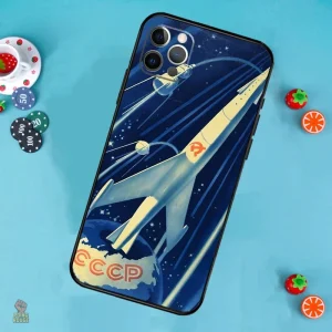 Coque CCCP Fusee Étoile Espace Bleu pour iPhone