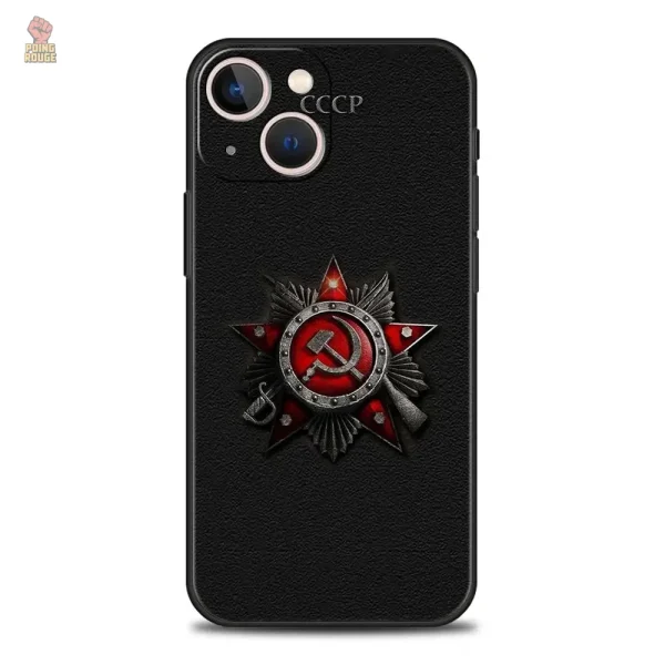 Élégante coque iPhone sombre avec symbole communiste