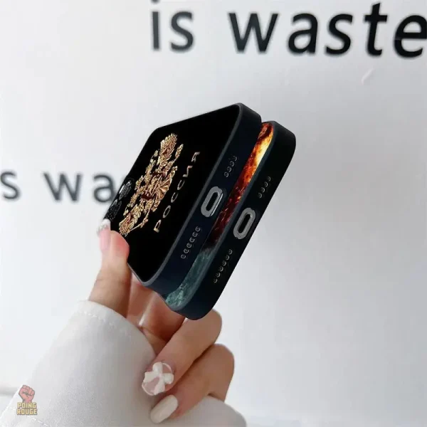 Coque stylée iPhone, motifs communistes sur fond gris