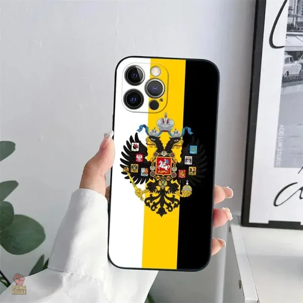 Coque CCCP iPhone avec symboles historiques en gris