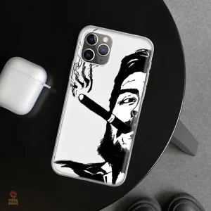 Coque iPhone Che Guevara noir et blanc avec cigarette fumée
