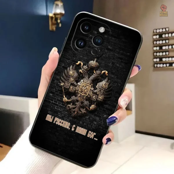 Coque iPhone tricolore avec emblème russe