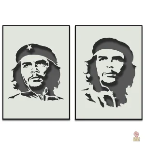 Affiche Che Guevara en noir et blanc au design double stencil