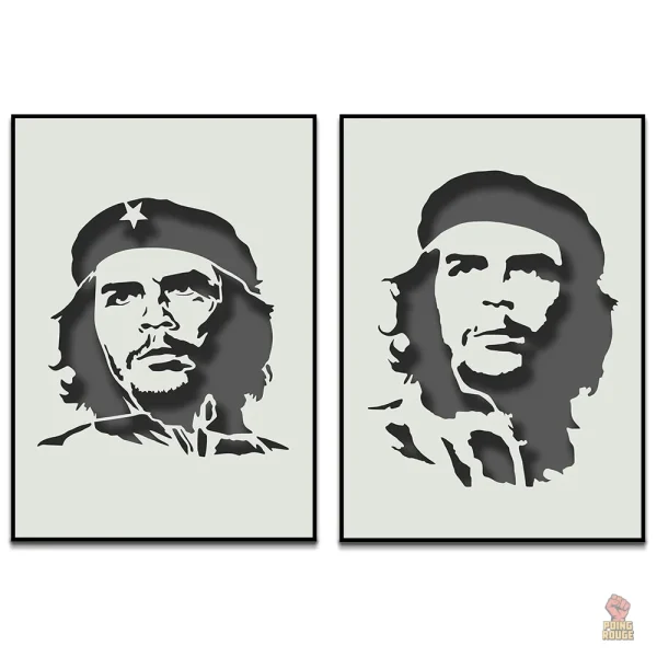 diptyque-affiche-che-guevara-double-stencil-noir-blanc-1 Affiche Che Guevara en noir et blanc au design double stencil