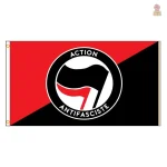 Drapeau Action Antifasciste en couleur rouge et noir