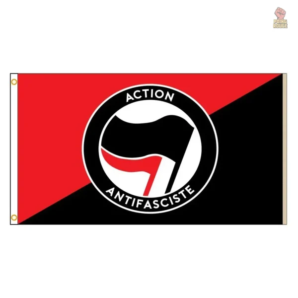 drapeau-action-antifascite-1 Drapeau Action Antifasciste en couleur rouge et noir