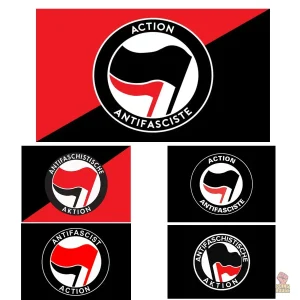 Drapeau Communiste avec symbole antifasciste