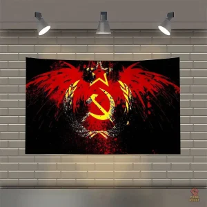 Drapeau CCCP aigle déployé sur fond noir et rouge
