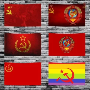 Drapeau Communiste emblématique avec motifs de flamme