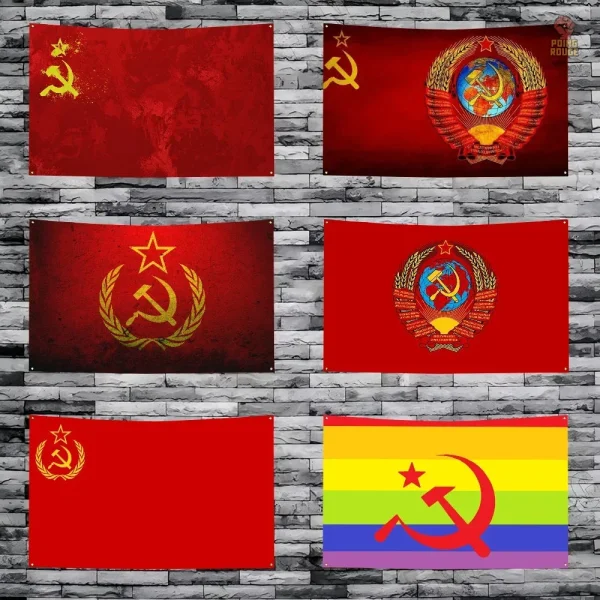 Drapeau Communiste emblématique avec motifs de flamme