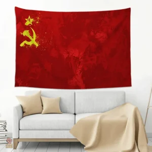 Drapeau soviétique avec flamme, symbole du communisme
