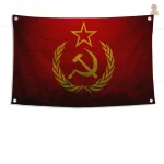 Drapeau inspiré du CCCP avec flamme emblématique