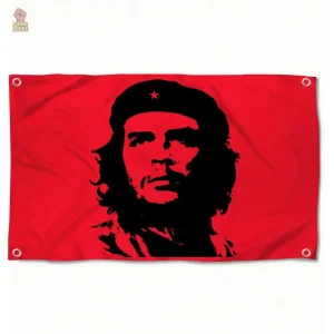 Drapeau communiste avec l'image de Che Guevara