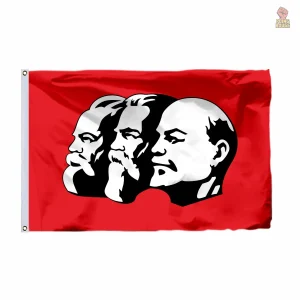 Drapeau rouge Marx Engels Lénine, symbole du communisme
