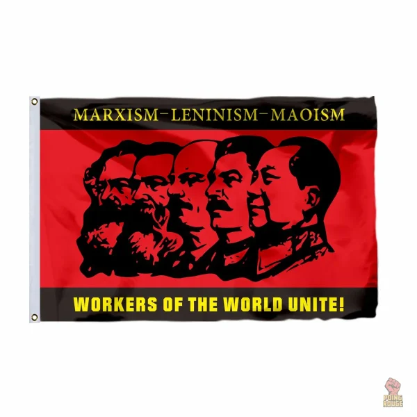 Drapeau communiste rouge avec motifs Marxistes et Maoïstes