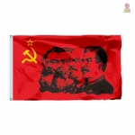 Drapeau rouge URSS avec Marx, Engels, Lénine et Staline