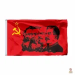 Drapeau communiste emblématique avec symboles révolutionnaires