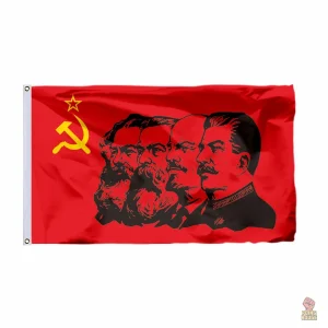 Drapeau communiste emblématique avec symboles révolutionnaires