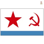 Drapeau soviétique blanc et bleu avec étoile rouge flottante