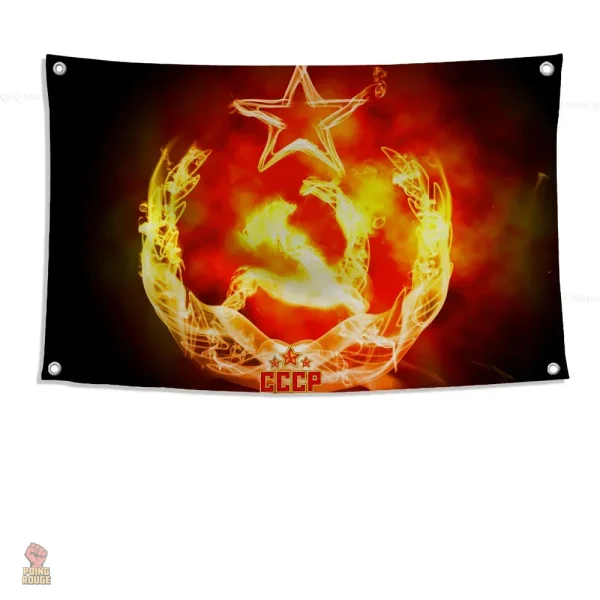 Drapeau URSS avec motif classique, marteau et faucille