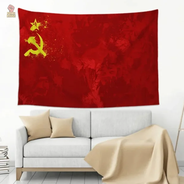 Drapeau soviétique éclaboussé de couleur jaune