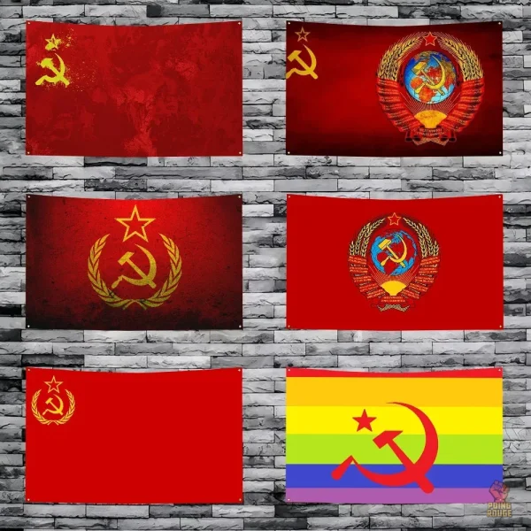 Drapeau communiste avec emblème de l'URSS