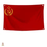 Drapeau rouge au design traditionnel soviétique
