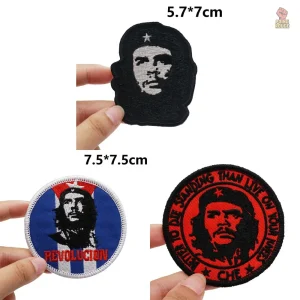 Ecusson rond rouge et noir inspiré de Che Guevara