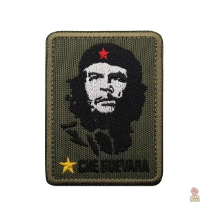 Ecusson Che Guevara militaire fond kaki étoile jaune 6x8cm