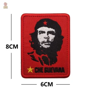Ecusson Che Guevara militaire fond rouge étoile jaune 6x8cm