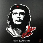 Ecusson Che Guevara rouge sur fond noir, portrait signature