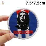 Ecusson Che Guevara fond bleu à coudre 7 cm