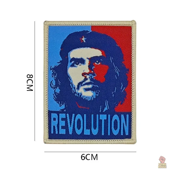 ecusson-che-guevara-revolution-bleu-rouge-tisse-velcro-6x8cm-1 Ecusson Che Guevara tissé en velcro, bleu et rouge, 6x8 cm