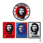 Emblème Che Guevara, design bleu et rouge, format 6x8 cm