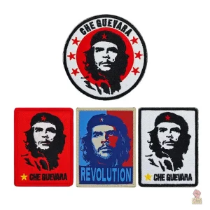 Emblème Che Guevara, design bleu et rouge, format 6x8 cm