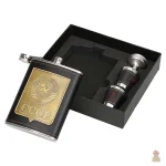 Flasque 8 oz en cuir noir, design antidérapant