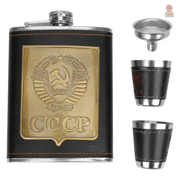 Flasque en inox 8 oz avec finition cuir noir