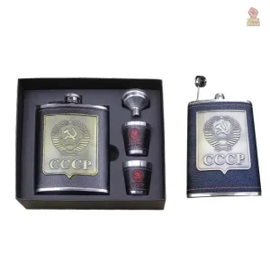 Flasque inox CCCP avec coffret et 2 verres